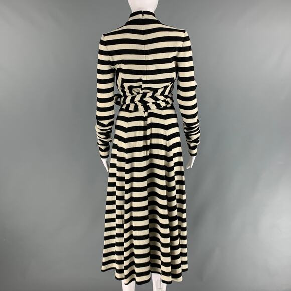 MARC JACOBS Size 2 Black White Wool Nylon Stripe Maxi Dress - Picture 3 of 6